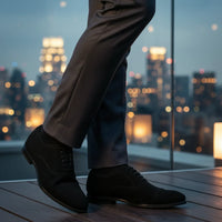 Мъжки оксфордски обувки с връзки от изкуствен велур