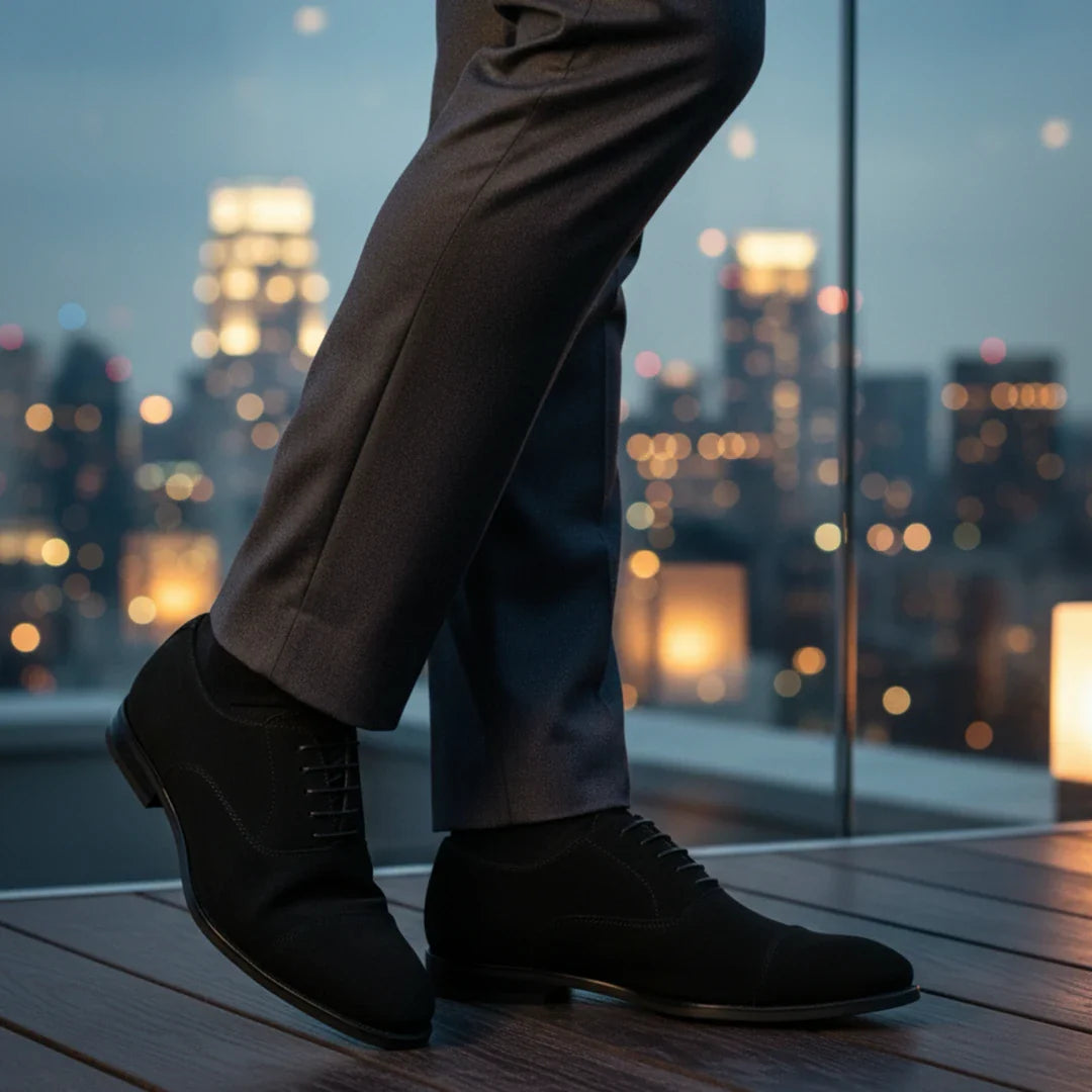 Мъжки оксфордски обувки с връзки от изкуствен велур