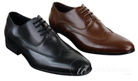 Mens Leather Laced Brogues Italian Designer Shoes Smart Formal Classic Retro