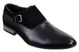 Mens Leather & Suede Slip On Buckle Italian Designer Shoes Smart Casual Formal