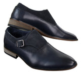 Mens Leather & Suede Slip On Buckle Italian Designer Shoes Smart Casual Formal