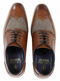 Mens Leather & Tweed 1920s Gatsby Shoes