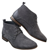 Mens Suede Desert Ankle Red Grey Brown Blue Boots Shoes Smart Casual Leather Laced