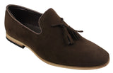 Mens Suede Loafers Driving Shoes Slip On Tassle Design Leather Line Black Comfort
