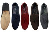 Mens Suede Loafers Driving Shoes Slip On Tassle Design Leather Line Black Comfort