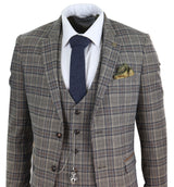 Mens Grey Сheckered 3 Piece Suit