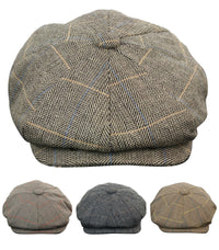 Mens Tweed Check Peaky Blinders Cap