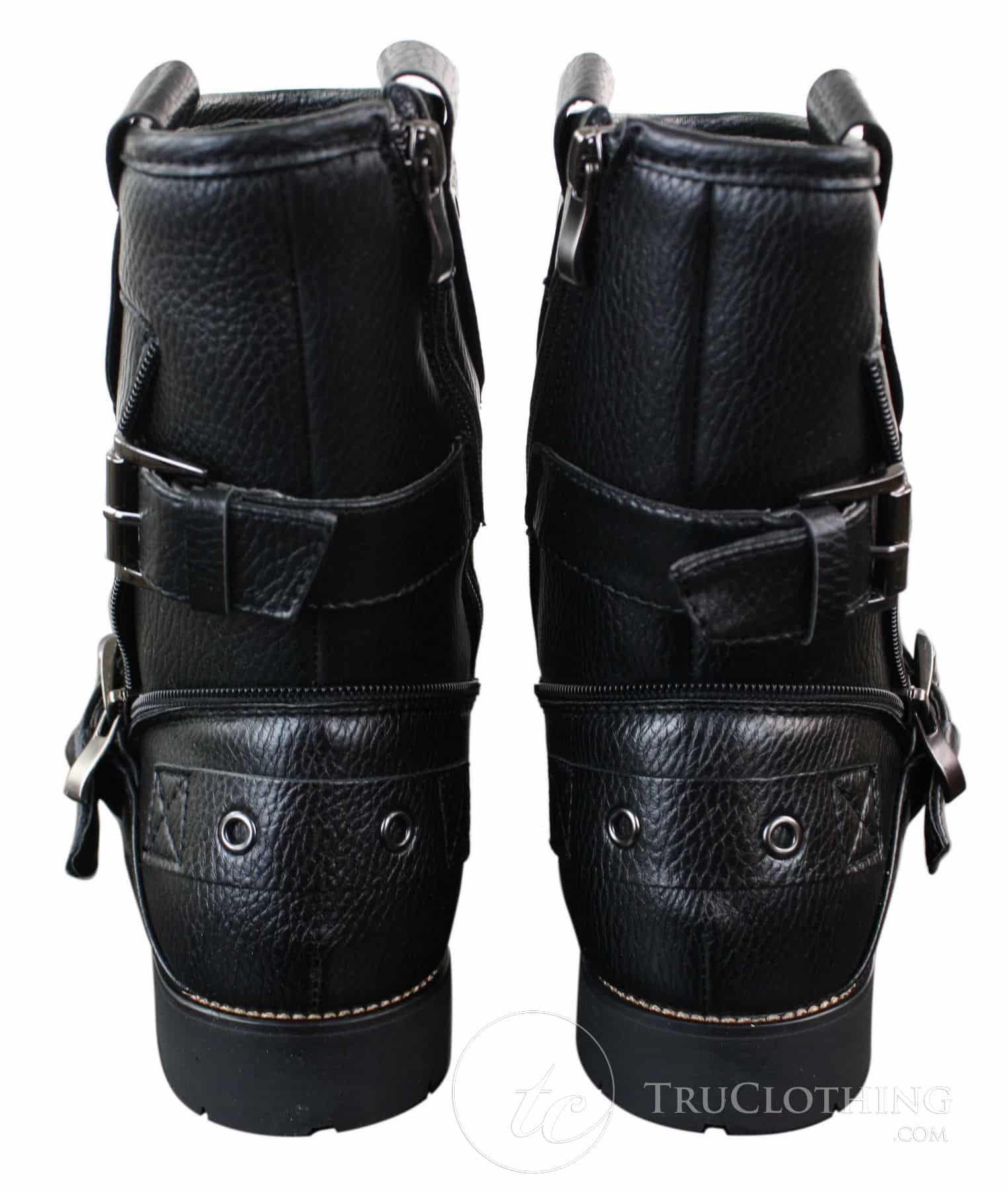 Mens Zip Punk Rock Goth Emo Ankle Boots Brown Black Leather Buckle