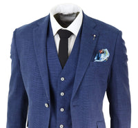 Mens Blue Summer Linen Suit