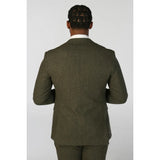 Oscar - Men's 3 Piece Olive Green Wool Blend Tweed Suit
