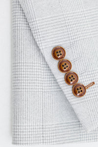 Мъжки костюм от 3 части от туид в сив цвят с кафяви кантове, Mark, за сватби и абитуриентски балове