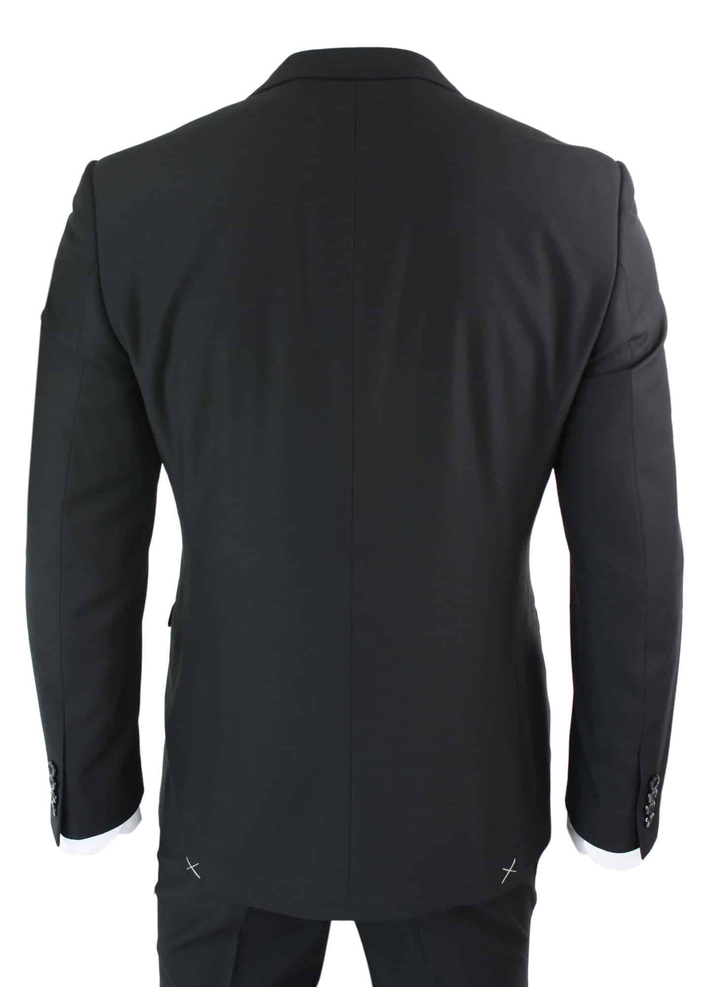 Paul Andrew Parker - Mens 3 Piece Black Tailored Fit Complete Suit Classic Door Man Mourning Funeral