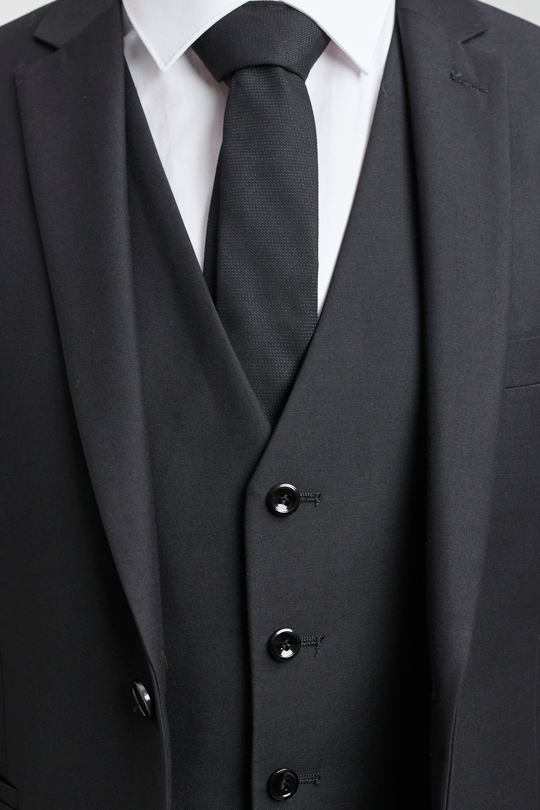 Пол Андрю Паркър - Мъжки костюм от 3 части, черен, с прилепнала кройка, класически, за траур на вратаря, погребение