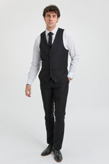 Пол Андрю Паркър - Мъжки костюм от 3 части, черен, с прилепнала кройка, класически, за траур на вратаря, погребение