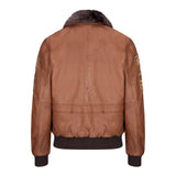 Men's Aviator Flying Pilot Bomber Jacket Timber Removable Black Fur Collar
