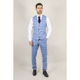 Plowman - Men's Light Blue Checked Waistcoat