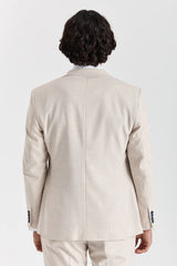 Regent - Крем кариран блейзър с плевен стил за мъже
