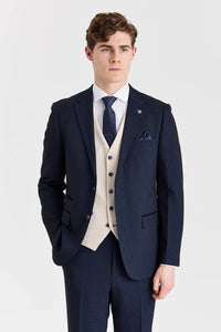 Костюм Regent Navy Check с контрастен крем Regent Елек
