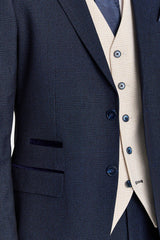 Костюм Regent Navy Check с контрастен крем Regent Елек
