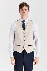 Костюм Regent Navy Check с контрастен крем Regent Елек