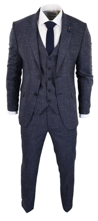 Navy-Blue Graph Check 3 Piece Suit - RK20-02