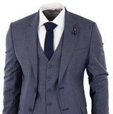 Blue-Grey Sheppard's Check 3 Piece Suit - RK20-11