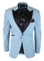 Mens Velvet Blazer Tuxedo Jacket Black Satin Lapel Pastel Blue Pink Green
