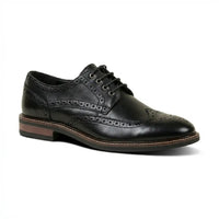Stokes - Мъжки черни кожени обувки с връзки тип „wingtip“