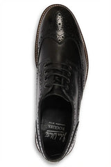 Stokes - Мъжки черни кожени обувки с връзки тип „wingtip“