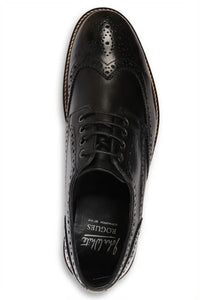 Stokes - Мъжки черни кожени обувки с връзки тип „wingtip“