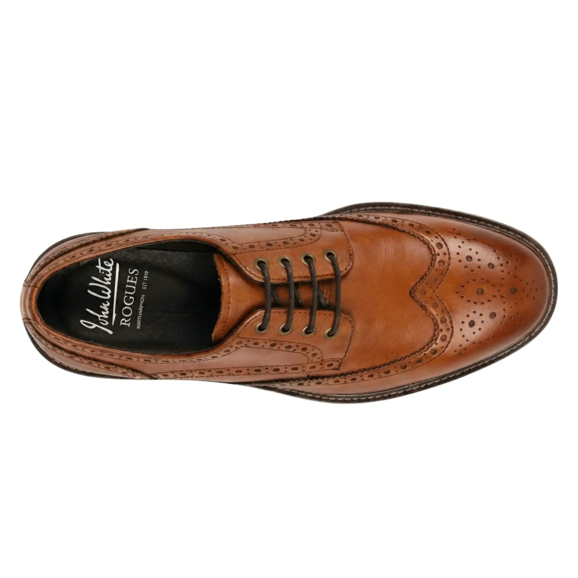 Stokes - Мъжки кафяви кожени обувки с връзки тип „wingtip“
