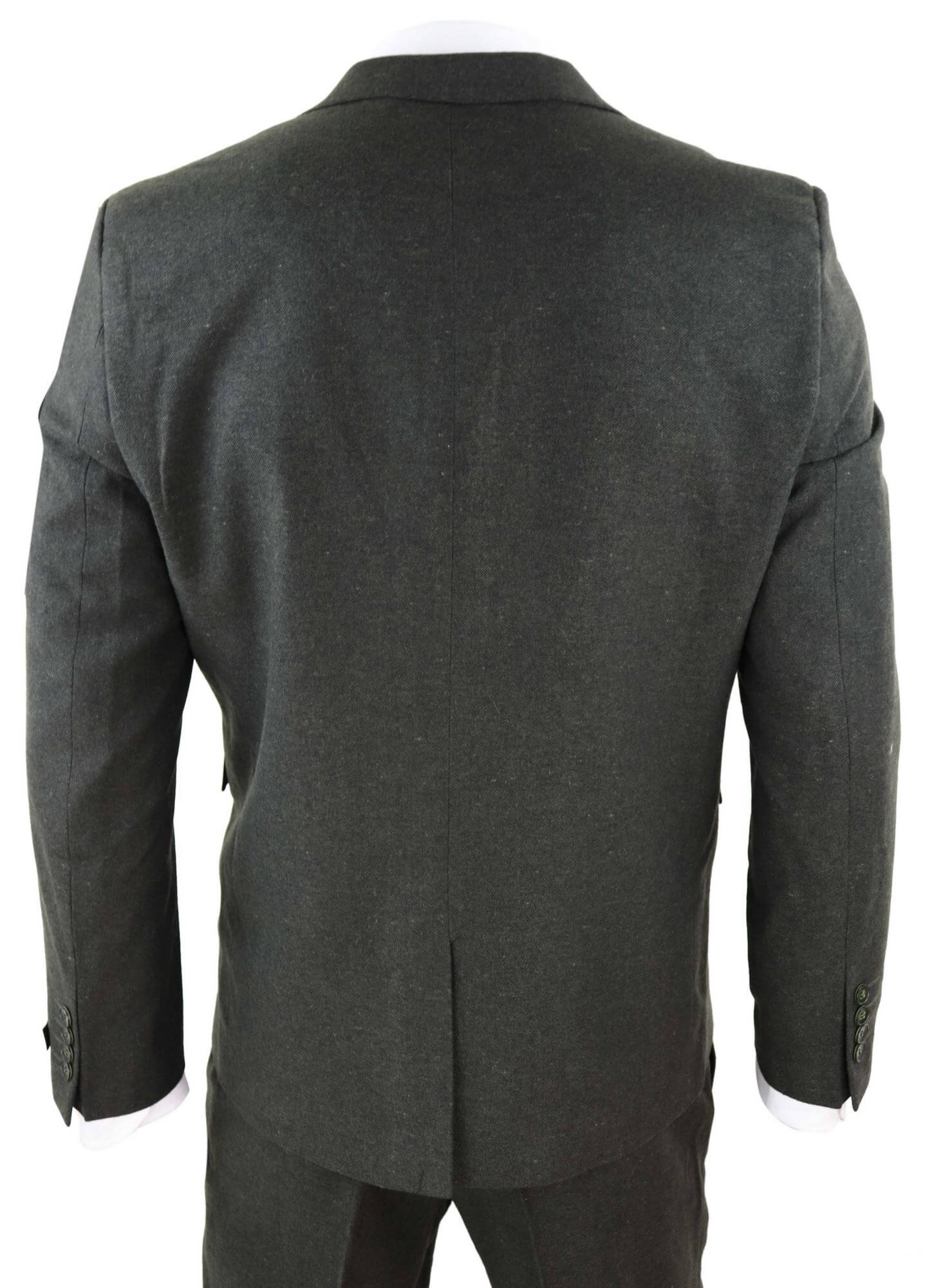 Mens Olive Green Wool Tweed 3 Piece Suit - STZ11