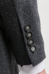 Мъжки костюм от 3 части от туид с рилена кост в тъмносив цвят - STZ11