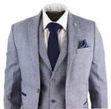 Men's Light Blue Vintage Tweed 3 Piece Suit - STZ13