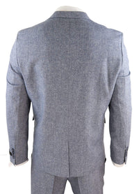 Men's Light Blue Vintage Tweed 3 Piece Suit - STZ13