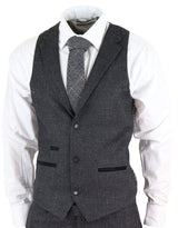 Men's Black Tweed 3 Piece Vintage Suit - STZ14