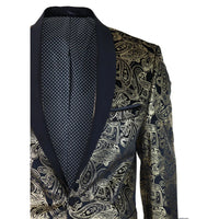 STZ64-65 - Men's Velvet Paisley Floral Blazer Black Tuxedo Jacket