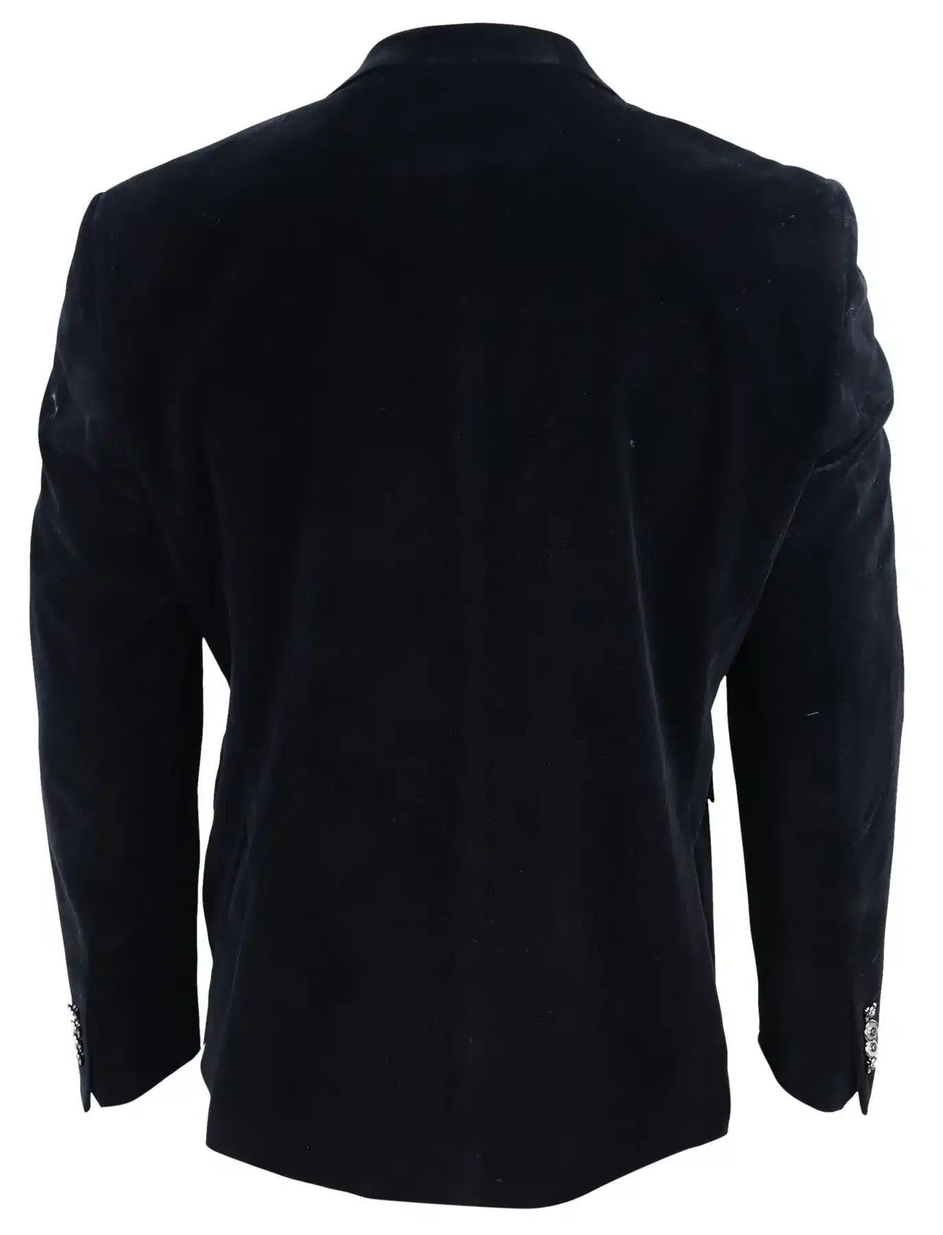 Mens Velvet Blazer Suit Jacket 2 Button Dinner Smart Casual Formal Tailored Fit - Black
