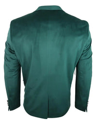 Mens Velvet Blazer Suit Jacket 2 Button Dinner Smart Casual Formal Tailored Fit - Green