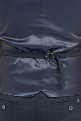 Торино - Мъжка блуза с двойно гърди в тъмносин каре Елек