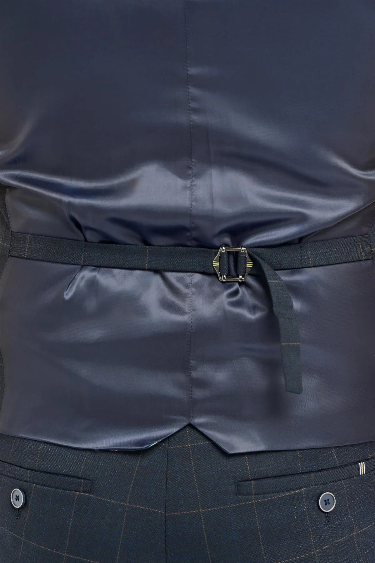 Торино - Мъжка блуза с двойно гърди в тъмносин каре Елек