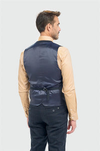 Торино - Мъжка блуза с двойно гърди в тъмносин каре Елек