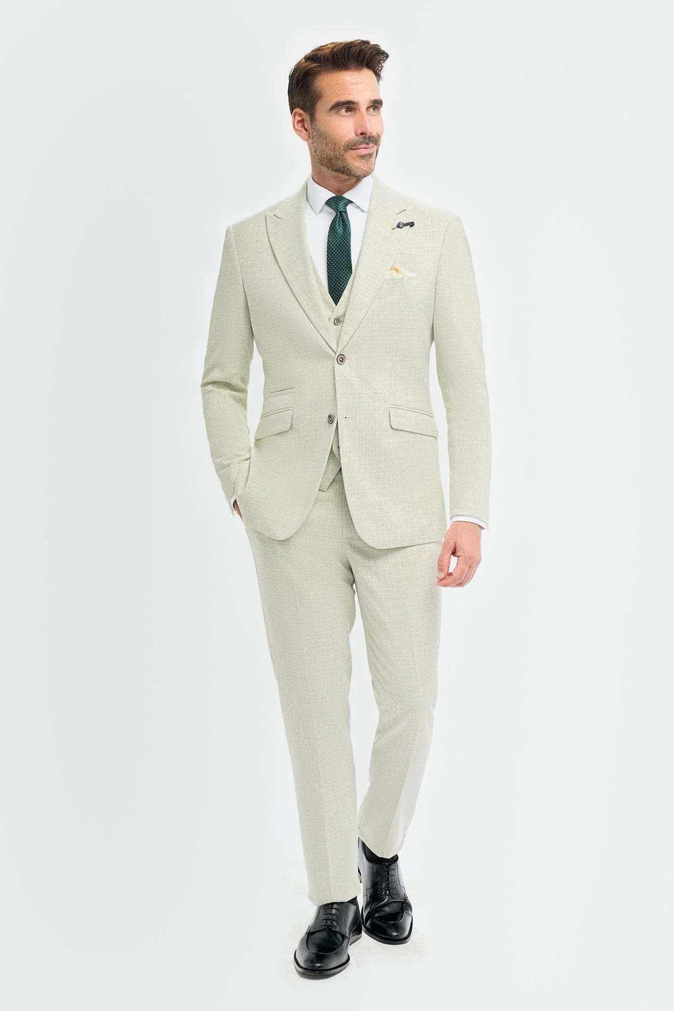 Tropez - Men's 3 Piece Sage Green Tailored Fit Suit