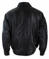 Mens Classic Bomber Black Nubuck Washed Brown Real Leather Jacket-Black