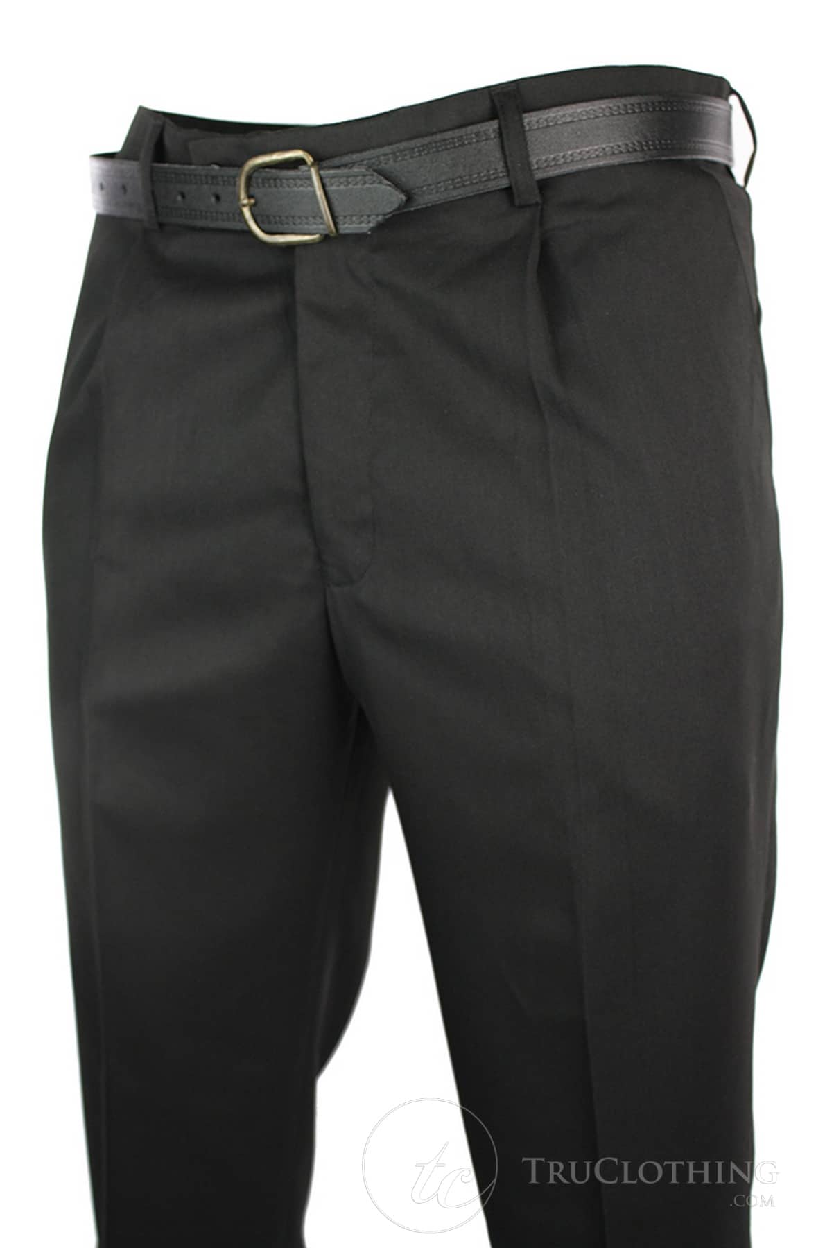 Mens Black Smart Work Office Wedding Trousers W Belt Short Reg Long