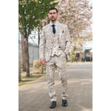 Warwick Men's Beige 3-Piece Checked Suit