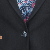 Womens  Blazer Suit Wool Tweed Elbow Patch 1920s Vintage Classic Black