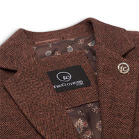 WS-12 - Дамски туид блейзър от вълна с рилена кост, ръждивокафяв