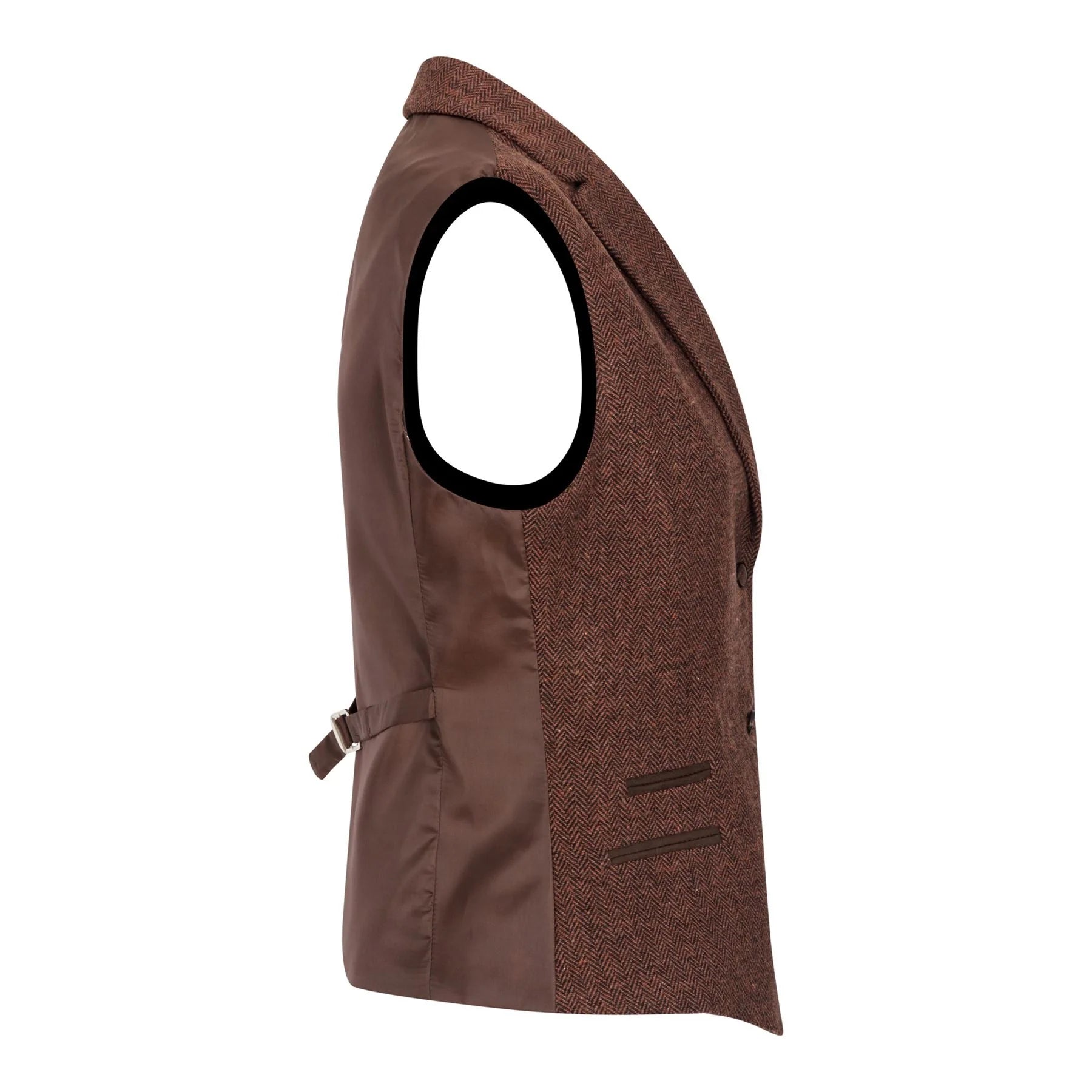 WS-12 - Дамски костюм от туид Елек Вълна с рибена кост, ръждивокафява