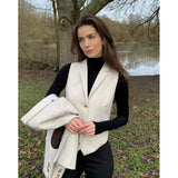 WSN15 - Дамски кремав туид от вълнена смес Елек